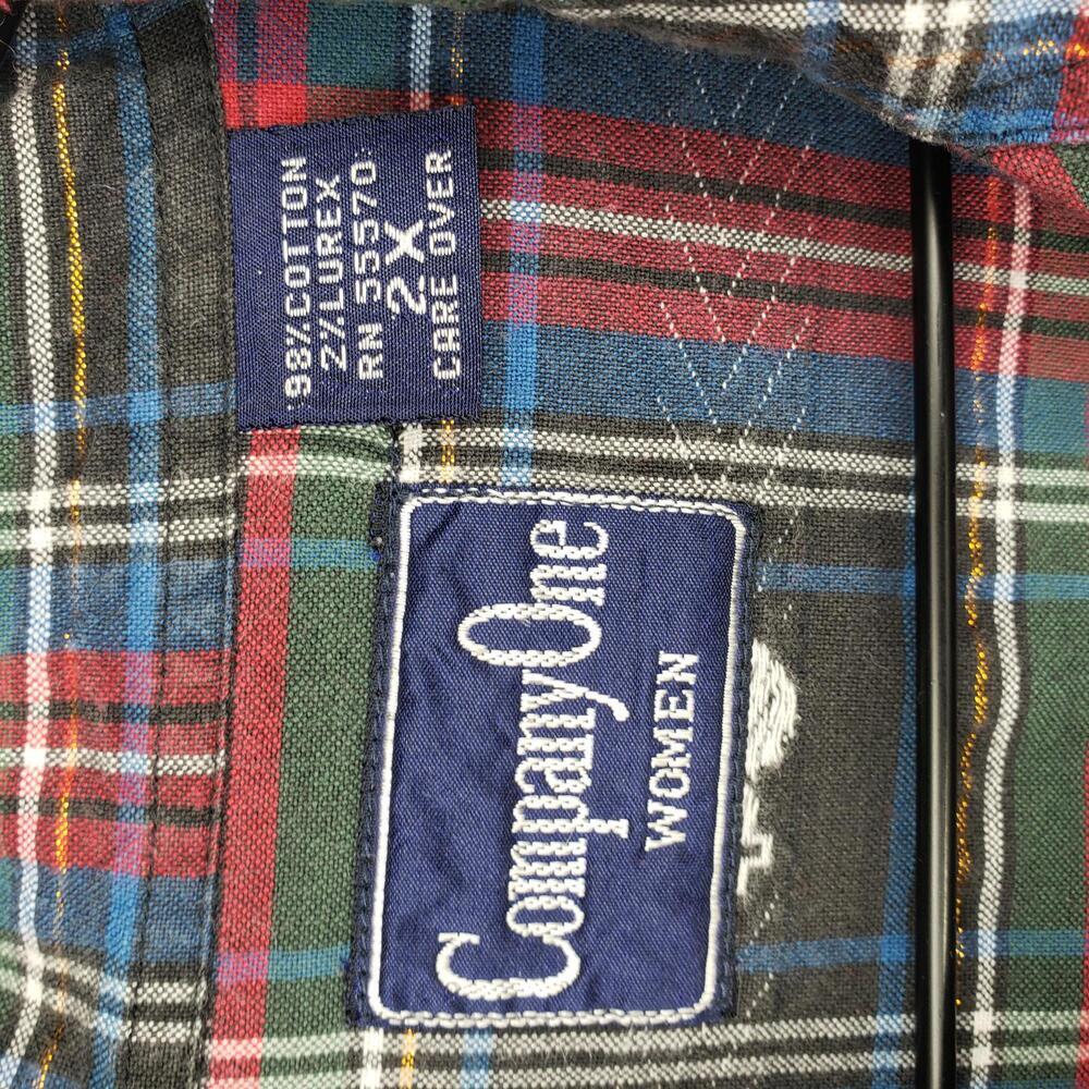 Vintage CompanyOne Women's Sz 2X Plaid Snowman Embroidered Button Down Top(1840) - Picture 5 of 6
